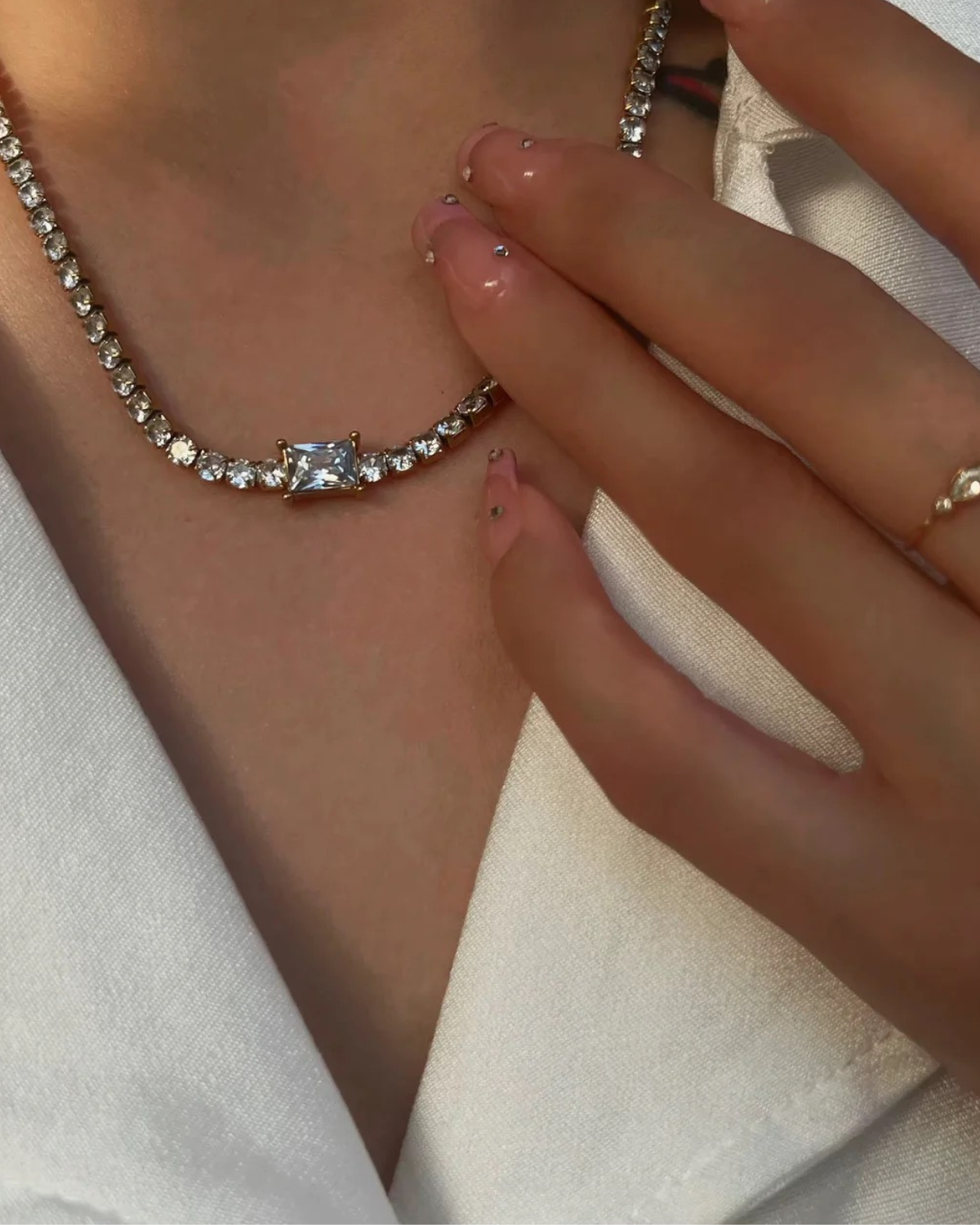 Tennis Necklace with centre piece