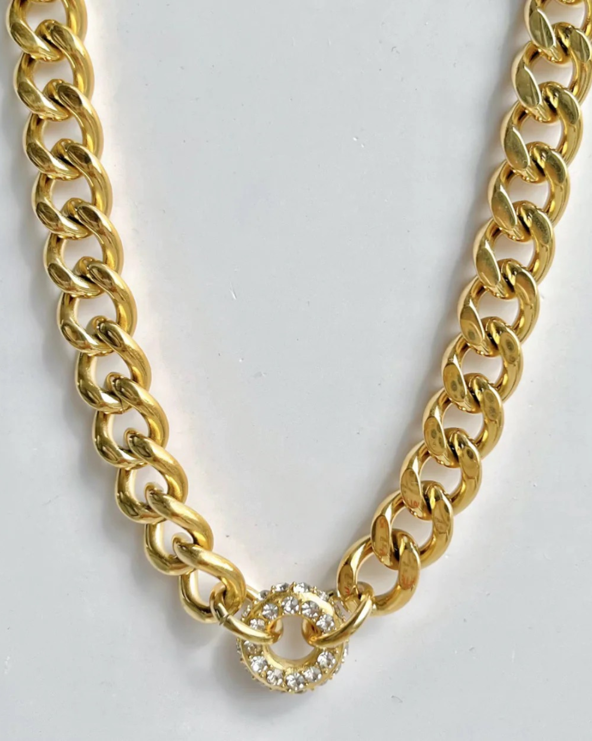 Cuban Chain Necklace with Rhinestones
