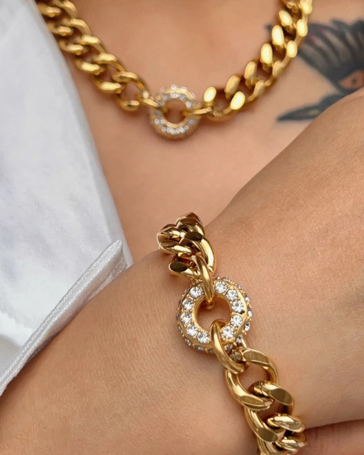 Cuban Chain bracelet with Rhinestones